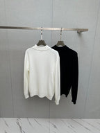 Hermes - Men's H Logo Mock Neck Ribbed Knit Sweater