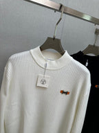 Hermes - Men's H Logo Mock Neck Ribbed Knit Sweater