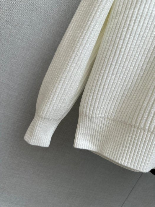 Hermes - Men's H Logo Mock Neck Ribbed Knit Sweater
