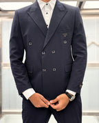 Tom Ford - Signature Double-Breasted Peak Lapel Navy Suit