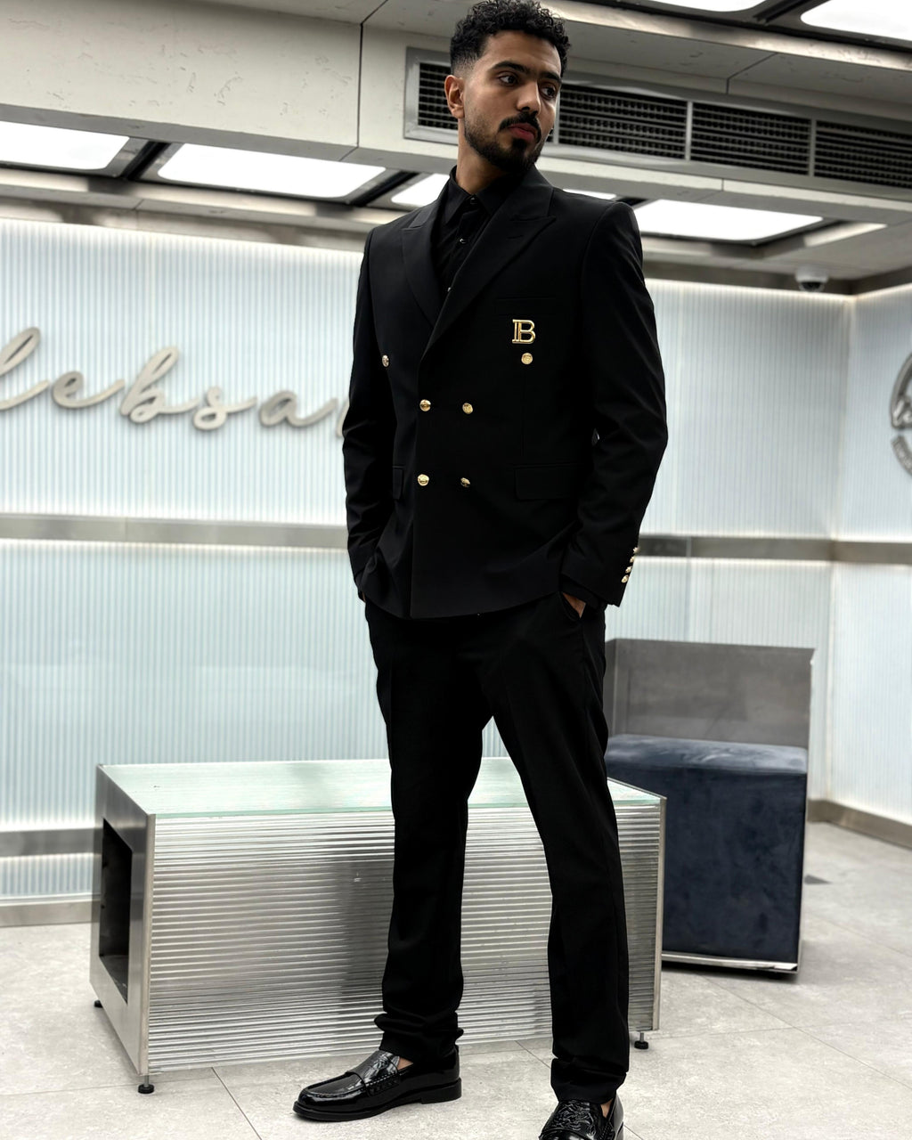 Balmain Paris - Men's Black Double-Breasted Suit