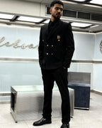 Balmain Paris - Men's Black Double-Breasted Suit