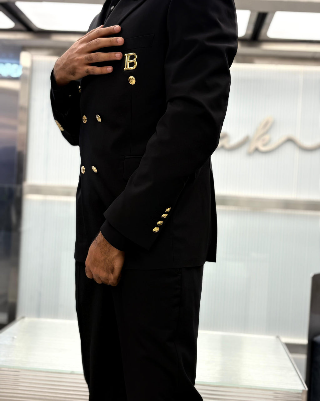 Balmain Paris - Men's Black Double-Breasted Suit