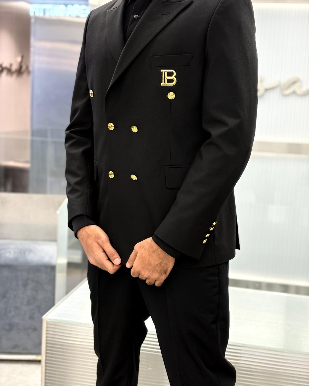 Balmain Paris - Men's Black Double-Breasted Suit