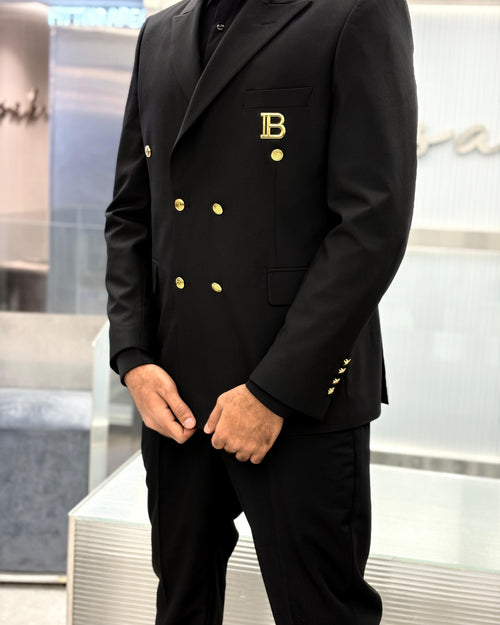 Balmain Paris - Men's Black Double-Breasted Suit