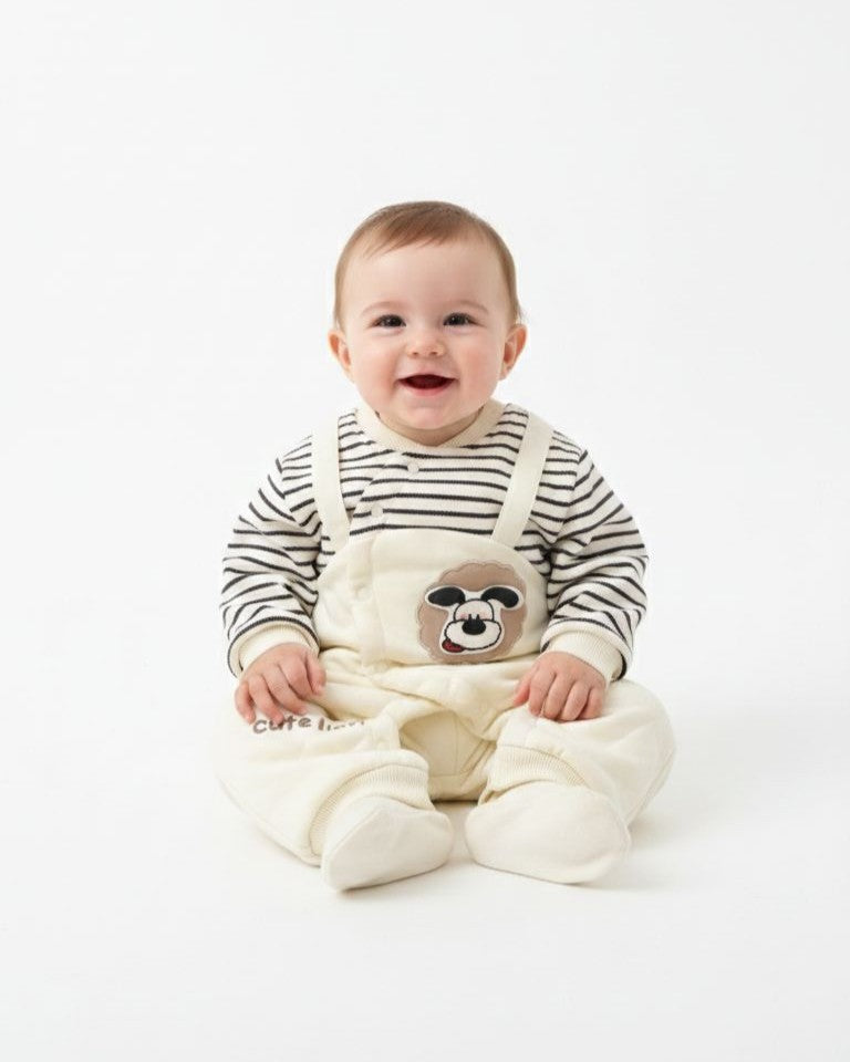 Newborn - Brand Quilted Wrap Footie & Striped Top Set - Cute Lion