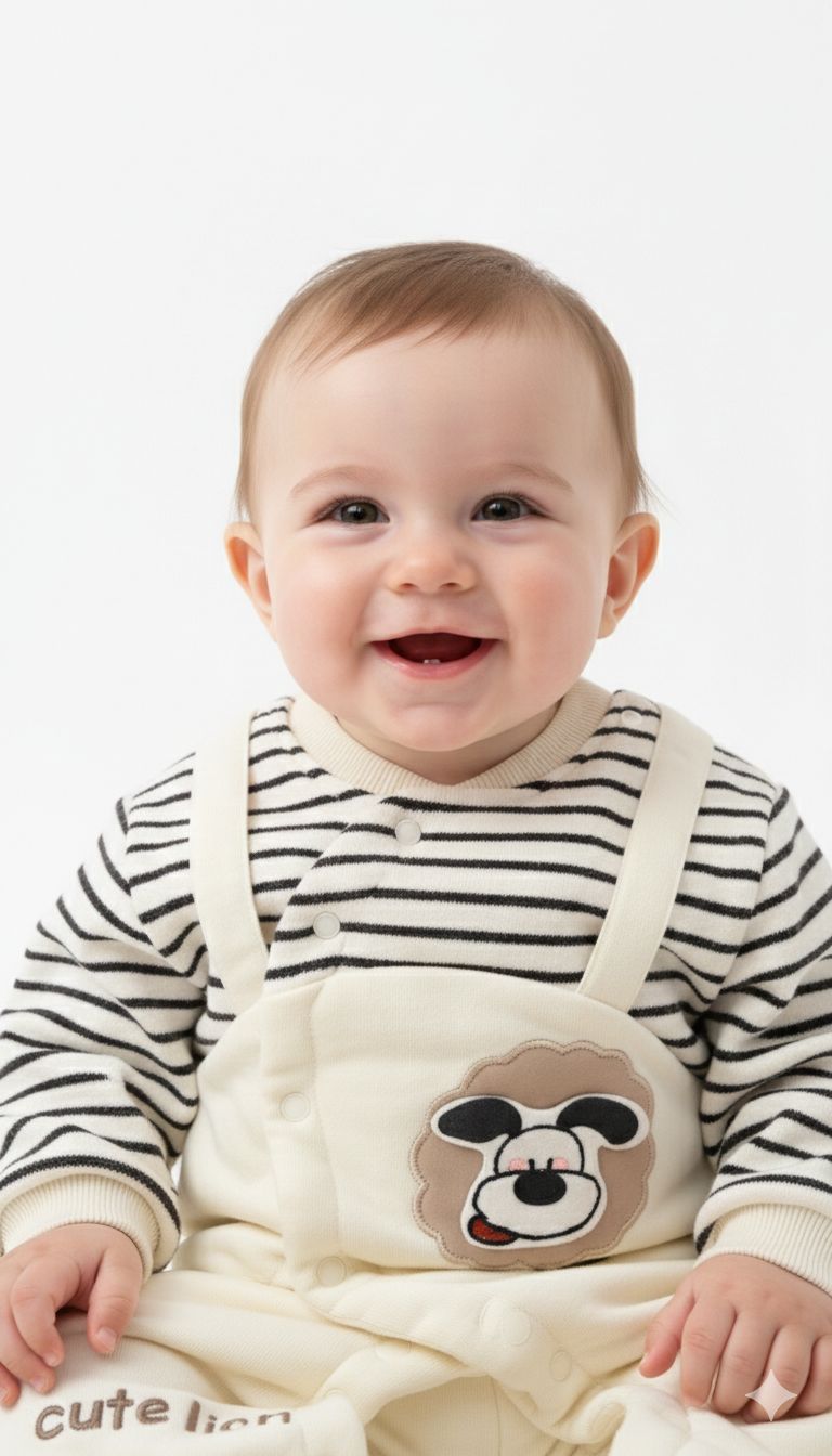 Newborn - Brand Quilted Wrap Footie & Striped Top Set - Cute Lion
