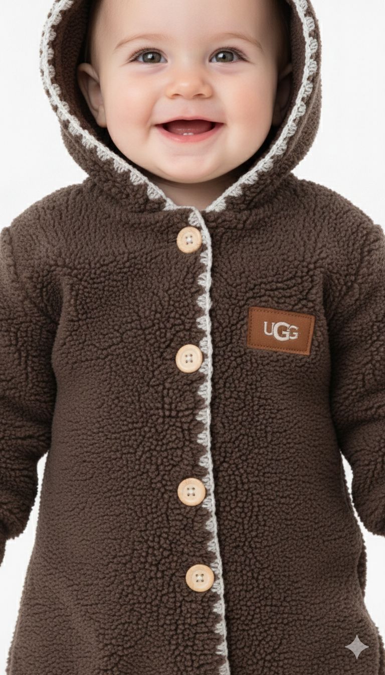 Bruno - Cozy Sherpa Hooded Baby Jumpsuit - Chocolate Brown