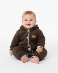 Bruno - Cozy Sherpa Hooded Baby Jumpsuit - Chocolate Brown