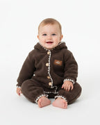 Bruno - Cozy Sherpa Hooded Baby Jumpsuit - Chocolate Brown