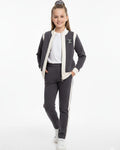 Chanel - Kids Color-Block Zip-Up Tracksuit Set - Charcoal & Cream