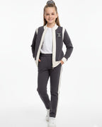 Chanel - Kids Color-Block Zip-Up Tracksuit Set - Charcoal & Cream