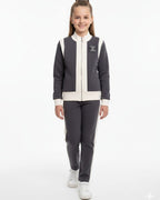 Chanel - Kids Color-Block Zip-Up Tracksuit Set - Charcoal & Cream