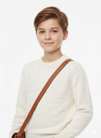 Treco Loewe - Kids Embossed Logo Knit Sweater - Cream / Blue