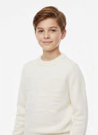 Treco Loewe - Kids Embossed Logo Knit Sweater - Cream / Blue