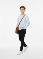 Treco Loewe - Kids Embossed Logo Knit Sweater - Cream / Blue