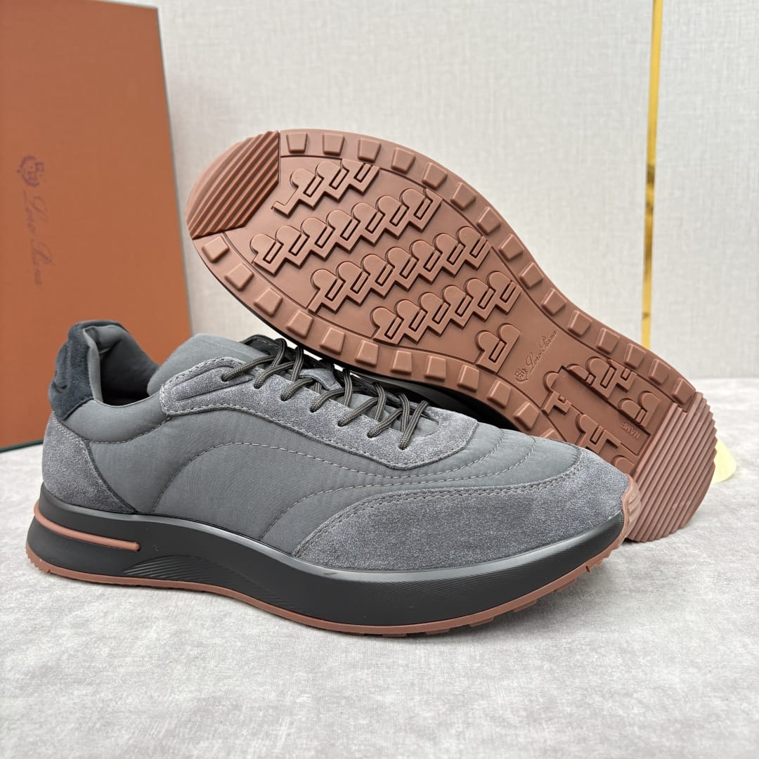 Loro Piana - Men's Nuages Sneaker in Storm Grey Suede and Technical Fabric