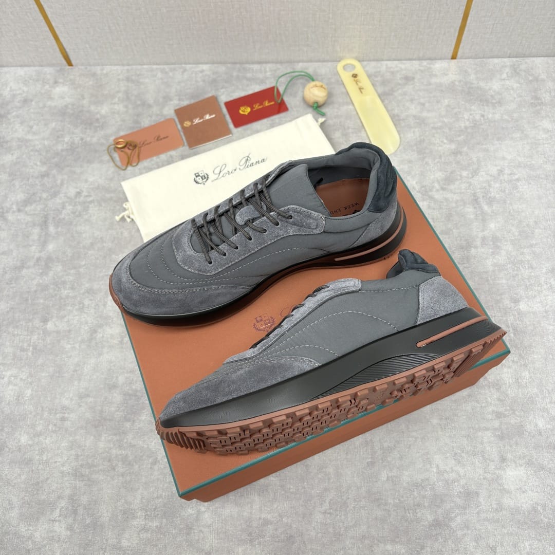 Loro Piana - Men's Nuages Sneaker in Storm Grey Suede and Technical Fabric