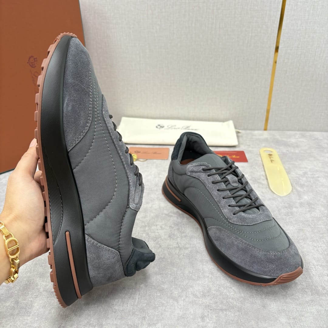 Loro Piana - Men's Nuages Sneaker in Storm Grey Suede and Technical Fabric