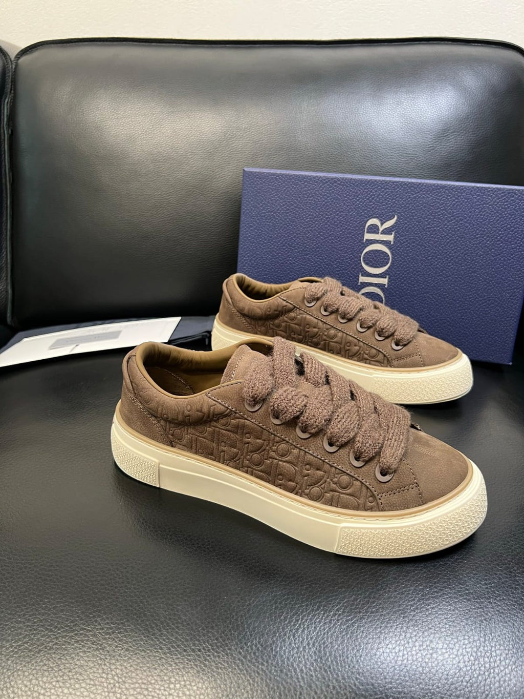 Dior - B33 Sneaker in Brown Dior Oblique Embossed Suede