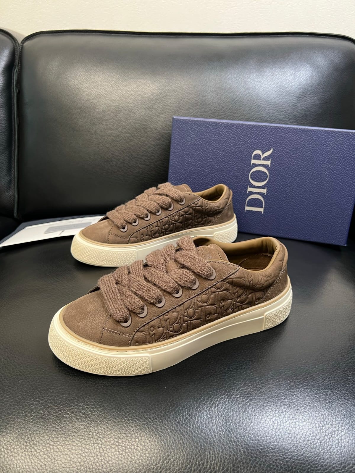 Dior - B33 Sneaker in Brown Dior Oblique Embossed Suede