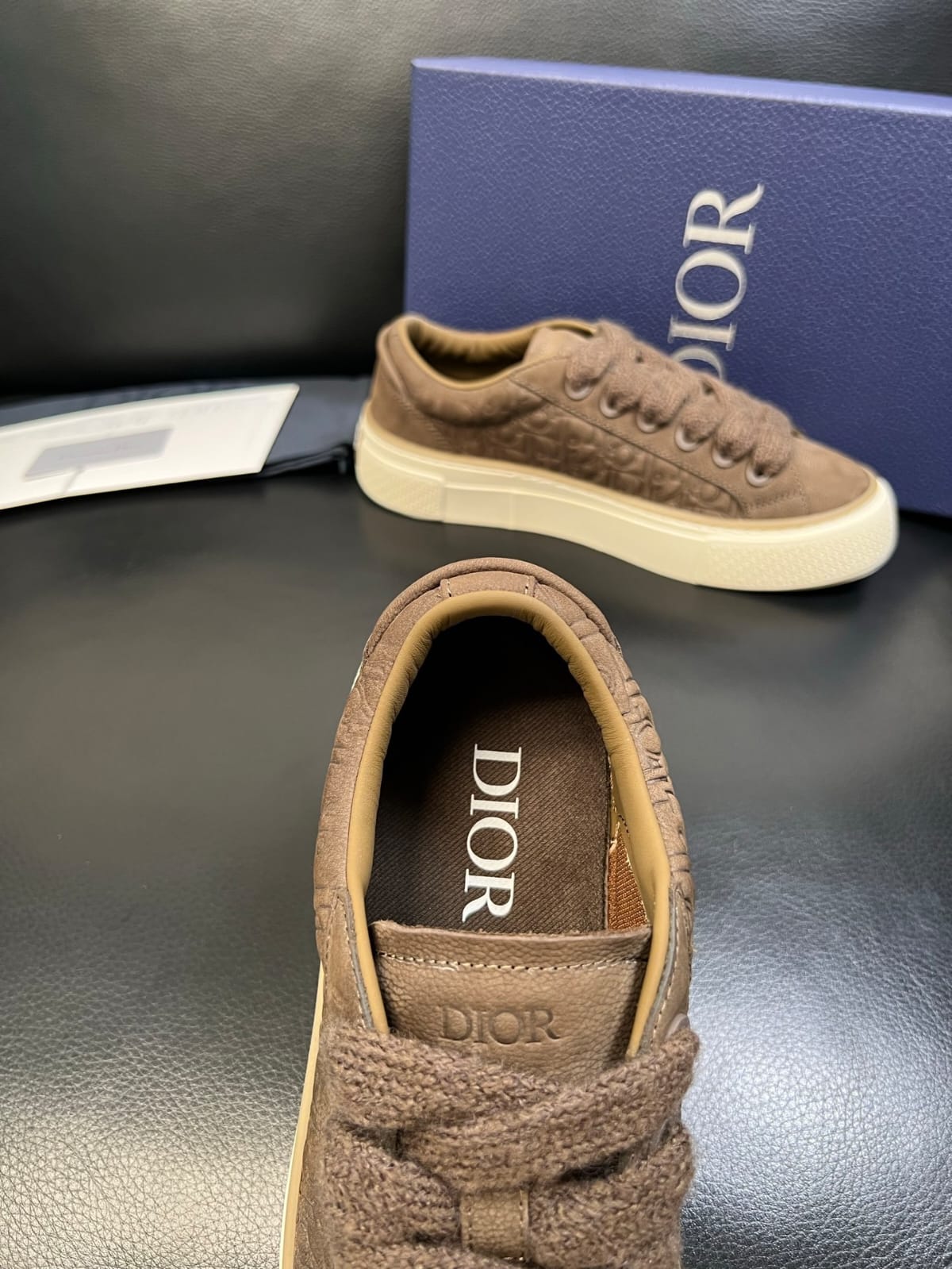 Dior - B33 Sneaker in Brown Dior Oblique Embossed Suede