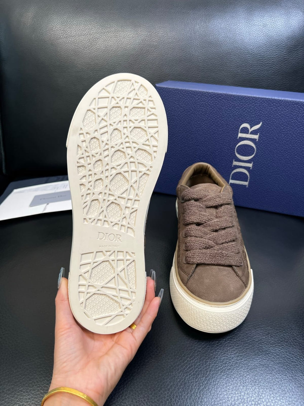 Dior - B33 Sneaker in Brown Dior Oblique Embossed Suede
