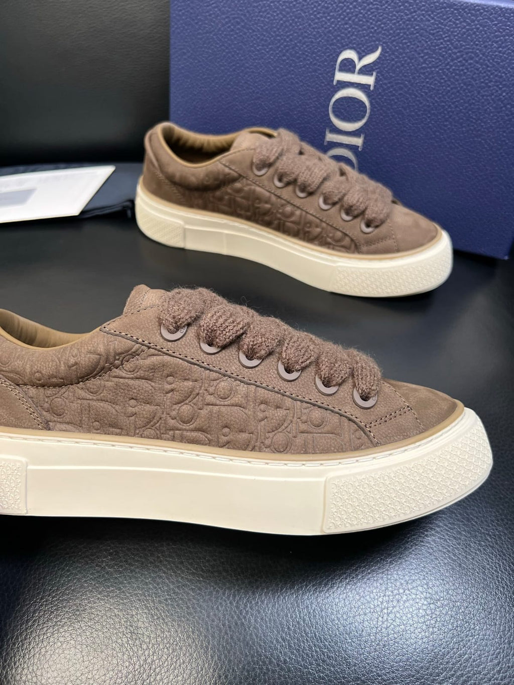 Dior - B33 Sneaker in Brown Dior Oblique Embossed Suede