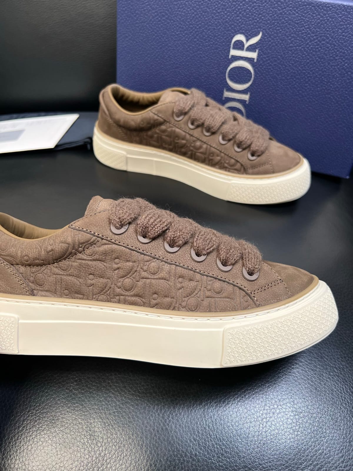 Dior - B33 Sneaker in Brown Dior Oblique Embossed Suede