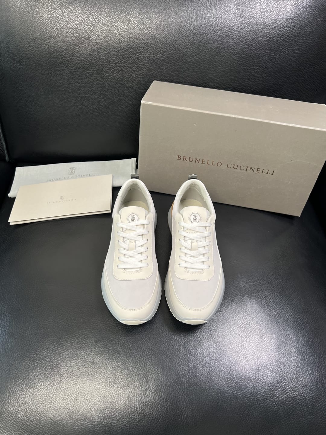 Brunello Cucinelli - Mixed-Media Technical Sneakers in Optic White & Tan