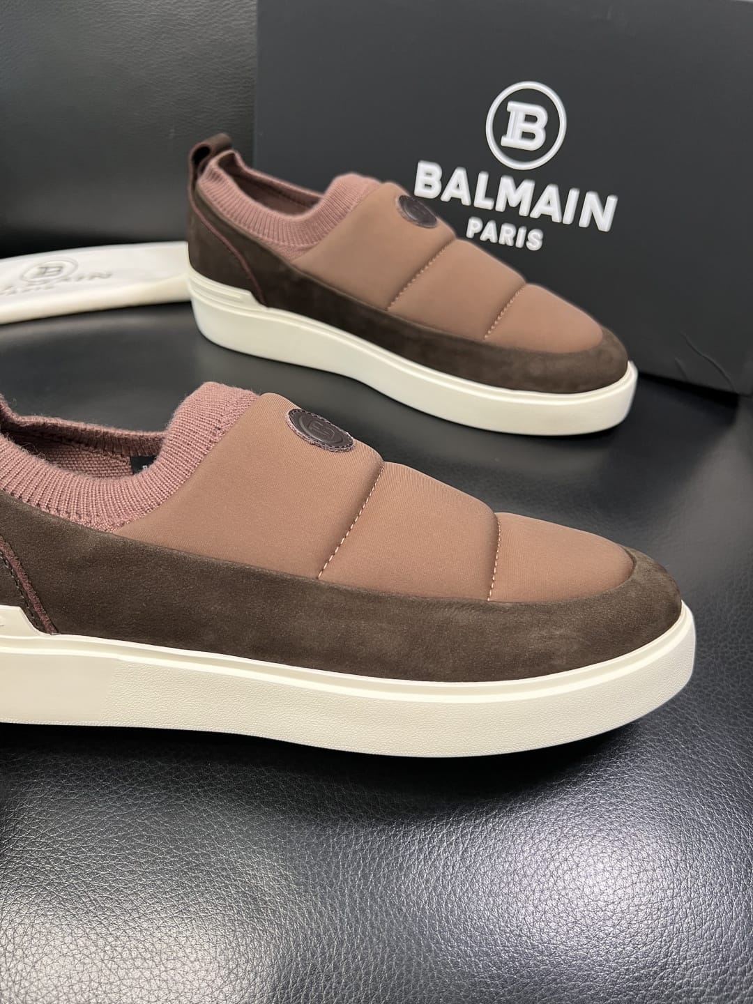 Balmain - Paris Quilted Puffer Slip-On Sneakers – Cocoa/Chocolate Brown