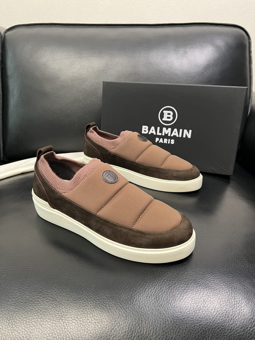 Balmain - Paris Quilted Puffer Slip-On Sneakers – Cocoa/Chocolate Brown