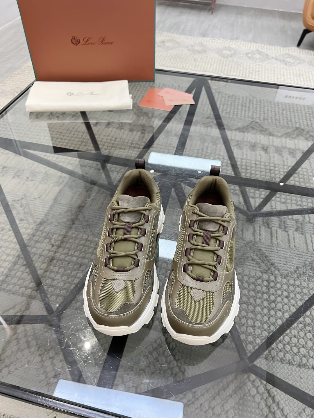 Loro Piana - 360 LP Technical Mesh & Suede Sneakers – Olive Green