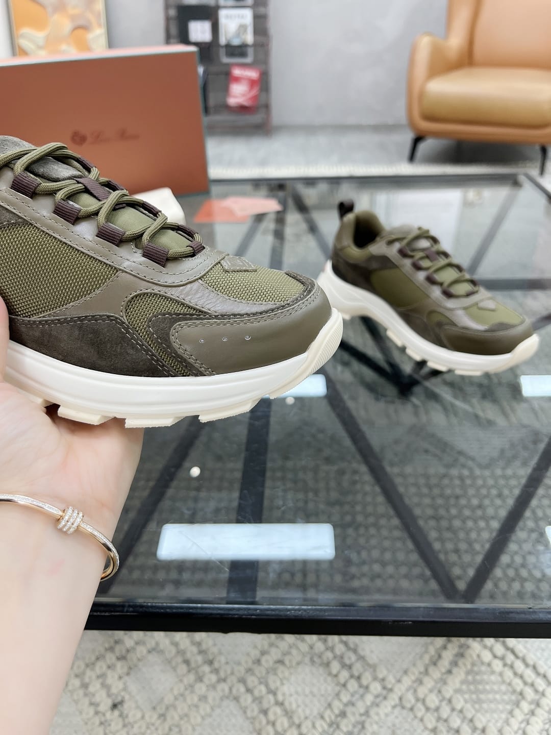 Loro Piana - 360 LP Technical Mesh & Suede Sneakers – Olive Green