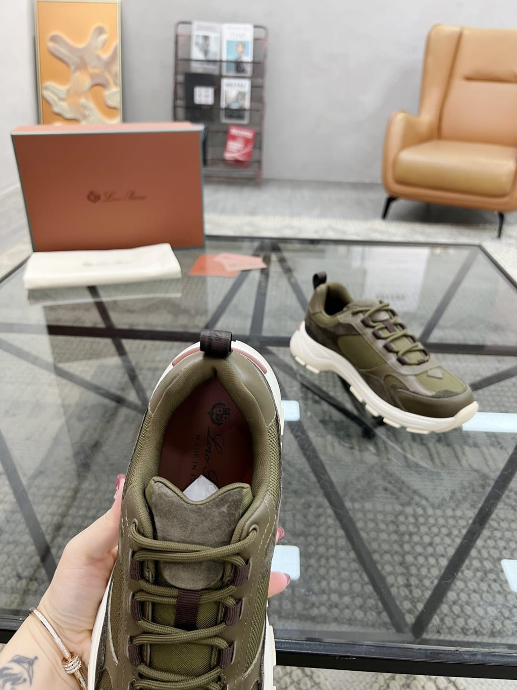 Loro Piana - 360 LP Technical Mesh & Suede Sneakers – Olive Green