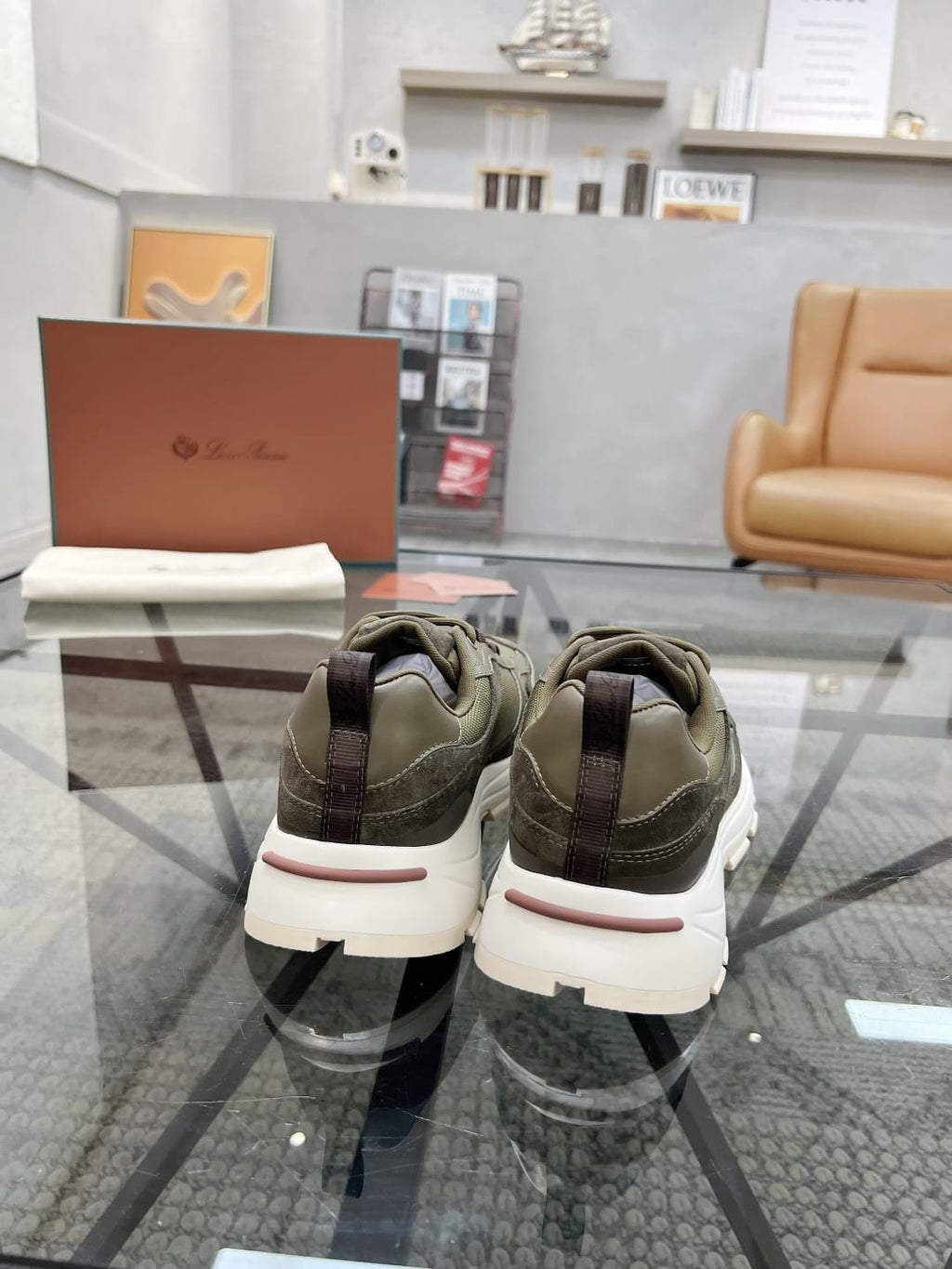 Loro Piana - 360 LP Technical Mesh & Suede Sneakers – Olive Green