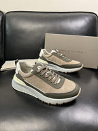 Brunello Cucinelli - Suede & Technical Fabric Sneakers – Taupe/Olive Green