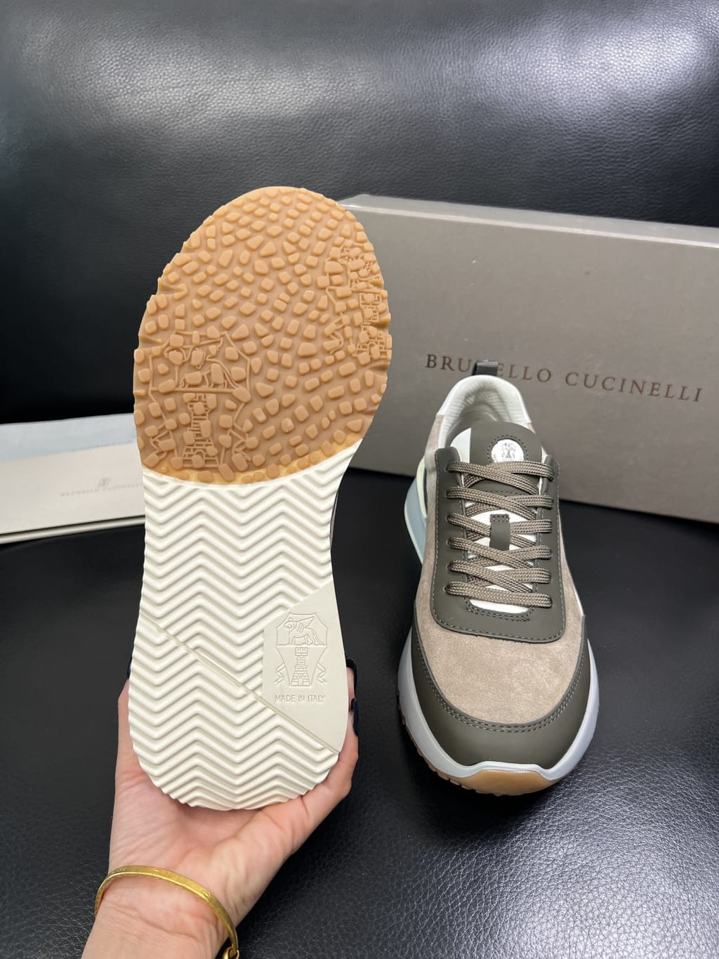 Brunello Cucinelli - Suede & Technical Fabric Sneakers – Taupe/Olive Green