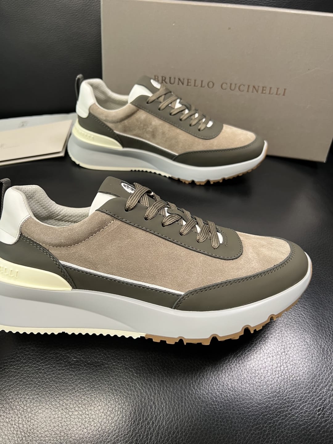 Brunello Cucinelli - Suede & Technical Fabric Sneakers – Taupe/Olive Green