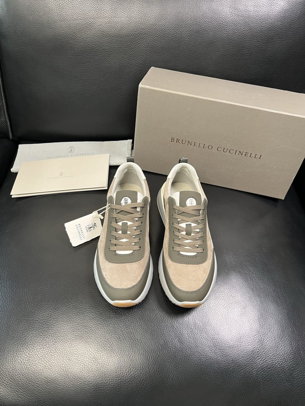 Brunello Cucinelli - Suede & Technical Fabric Sneakers – Taupe/Olive Green