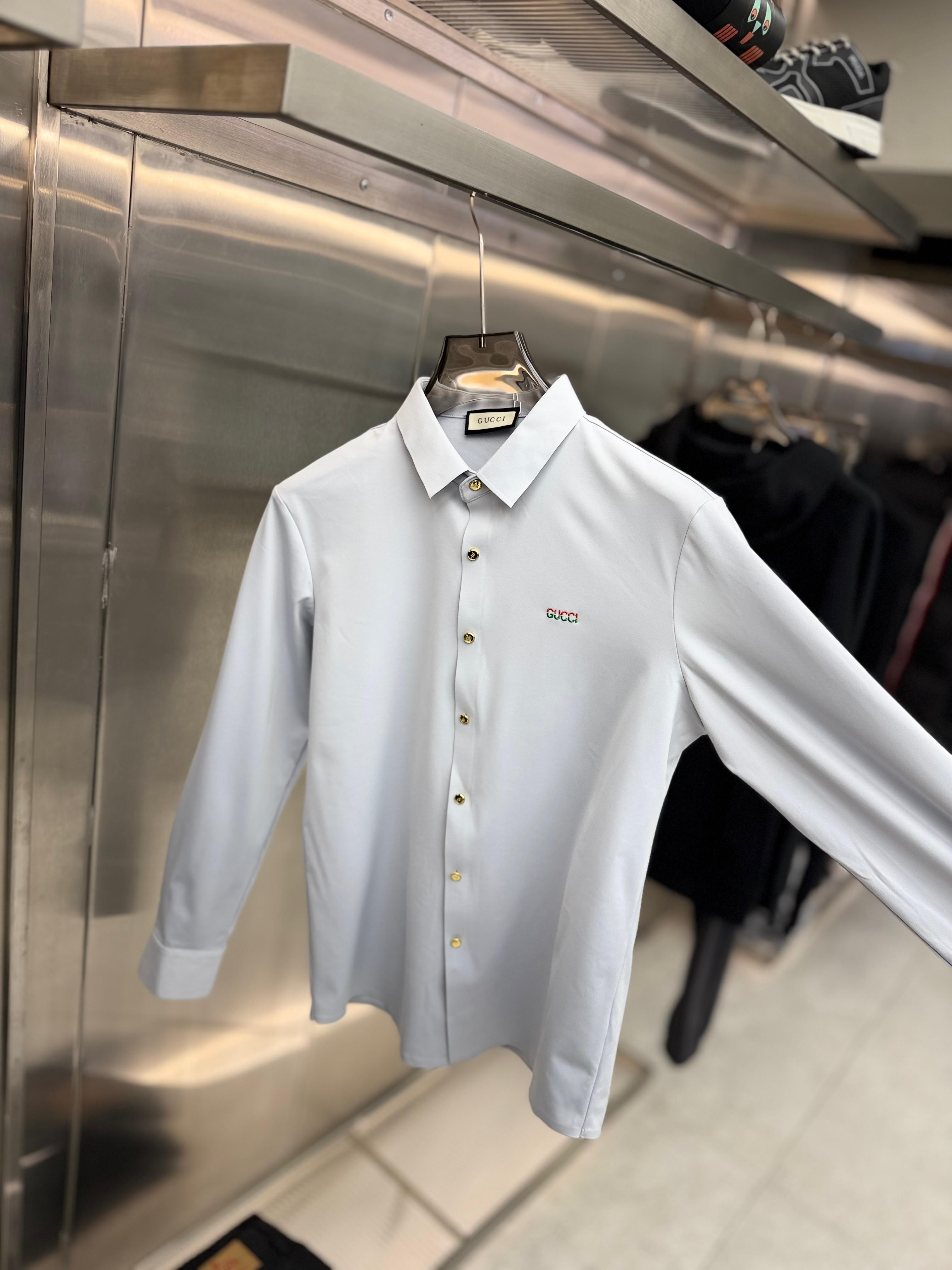 Gucci - Men's Light Blue Button-Up Shirt