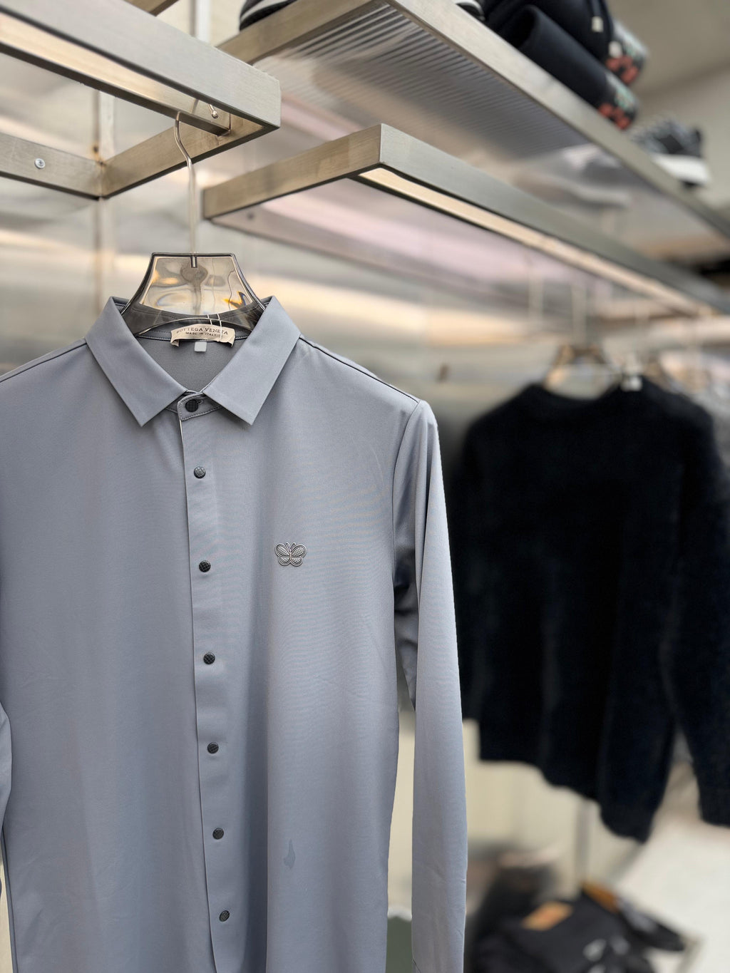 Bottega Veneta - Technical Knit Button-Up Shirt - Grey