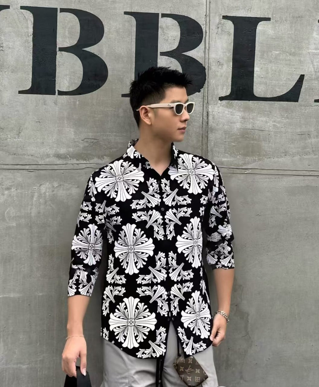Chrome Hearts - All-Over Cross Motif Long Sleeve Shirt