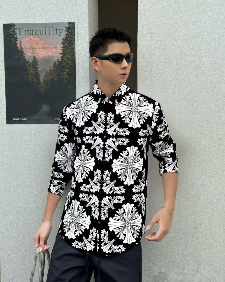 Chrome Hearts - All-Over Cross Motif Long Sleeve Shirt