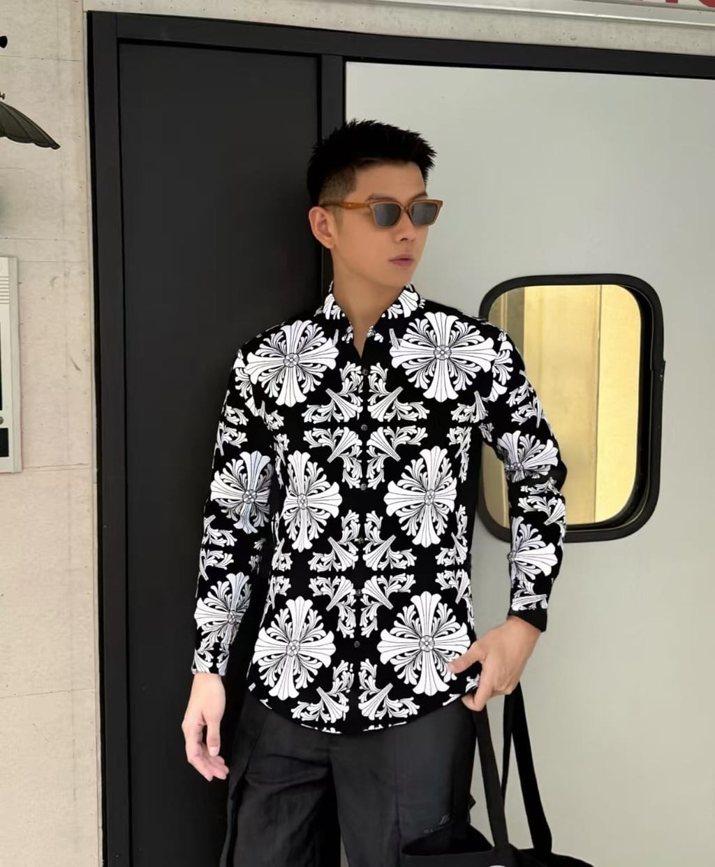 Chrome Hearts - All-Over Cross Motif Long Sleeve Shirt
