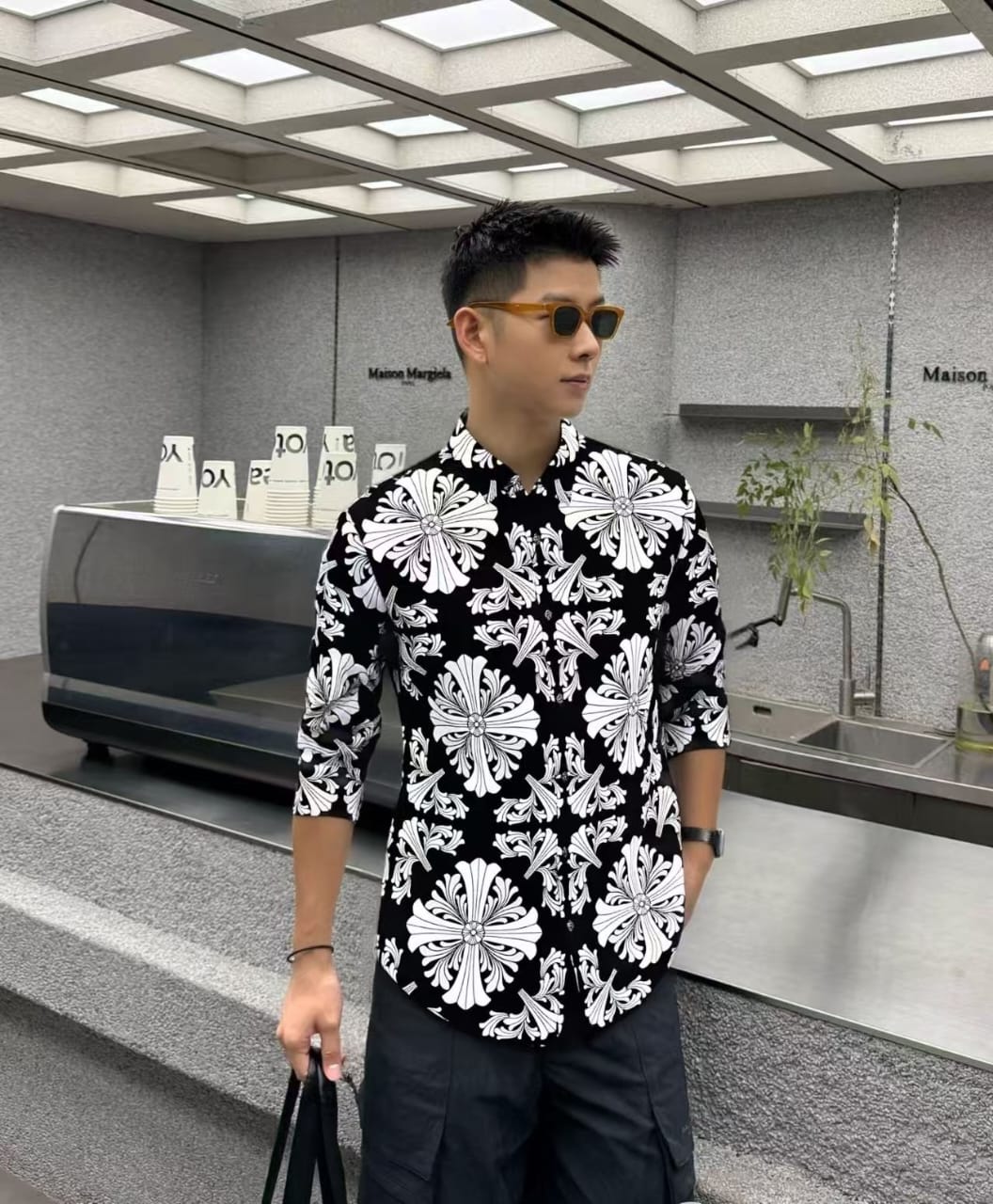 Chrome Hearts - All-Over Cross Motif Long Sleeve Shirt