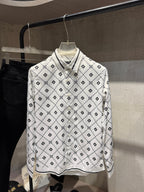 Dolce & Gabbana - DG Monogram Diamond Print Shirt with Contrast Trim