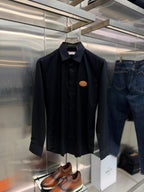 Valentino - VLogo Signature Leather Patch Poplin Shirt — Nero Black