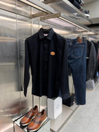 Valentino - VLogo Signature Leather Patch Poplin Shirt — Nero Black