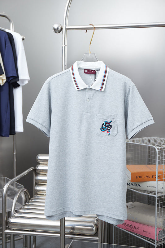 Gucci - Kingsnake Light Grey Polo T-Shirt